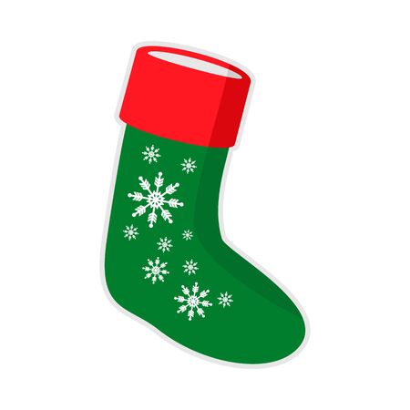 Christmas Green Sock Snowflake Vector Graphic Illustration Sign Symbol Designのイラスト素材