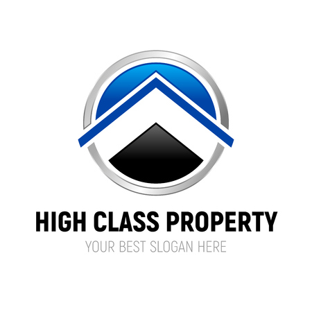 Abstract Property House logo design with Arrow Up shape in Circle Symbol, Vector Graphic Designのイラスト素材
