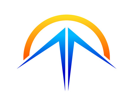 Abstract Blue Mountain Sunrise Symbol Vector Graphic Logo Designのイラスト素材
