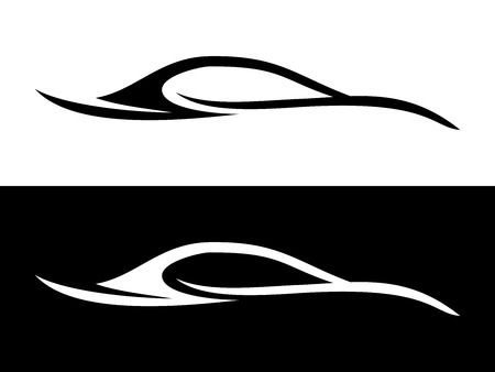 Abstract Car Shape Black and White Symbol Vector Graphic Logo Designのイラスト素材