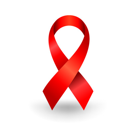 Realistic HIV Aids Red Ribbon Symbol Vector Graphic Logo Designのイラスト素材