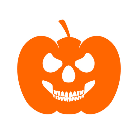 Pumpkin Skull Profile Halloween Evil Jack O Lantern Pumpkin Symbol Vector Graphic Designのイラスト素材