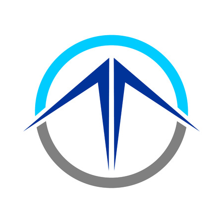 Abstract Blue Mountain Circle Emblem Vector Symbol Graphic Logo Design.のイラスト素材