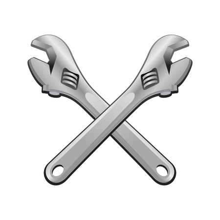 Double Adjustable Wrench Cross Realistic Vector Object Graphic Illustration Designのイラスト素材