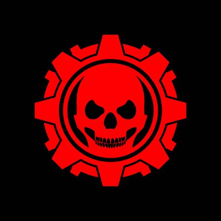 Skull Gear Machine Black Background Vector Symbol Graphic Designのイラスト素材