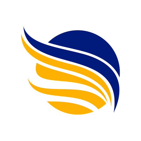 Abstract Circled Blue Yellow Wing Vector Symbol Graphic Logo Designのイラスト素材