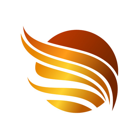 Abstract Circled Golden Wing Symbol Design vector illustrationのイラスト素材