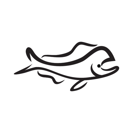 Abstract Fish Shape Line Art vector illustrationのイラスト素材