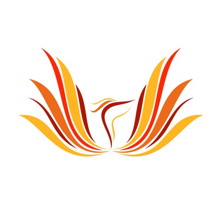 Abstract Flame Phoenix Wings Line Art Vector Symbol Graphic Logo Designのイラスト素材