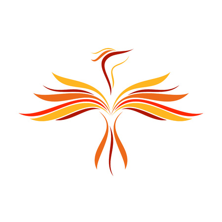 Abstract Flame Flying bird Line Art Symbol vector illustrationのイラスト素材