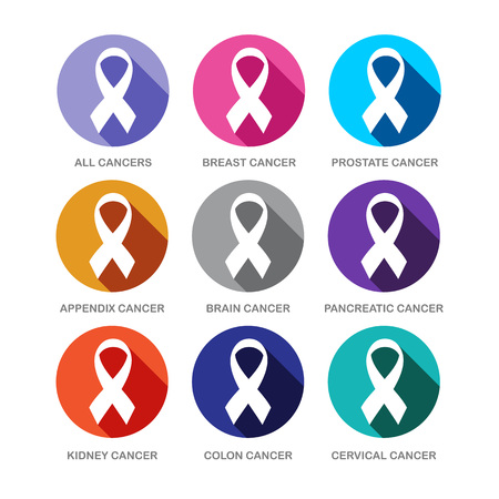 Various Cancer Ribbon Symbols Icon Set Vector Graphic Designのイラスト素材