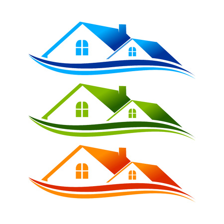 Real Estate Swoosh Logo Symbol Template Vector Graphic Designのイラスト素材