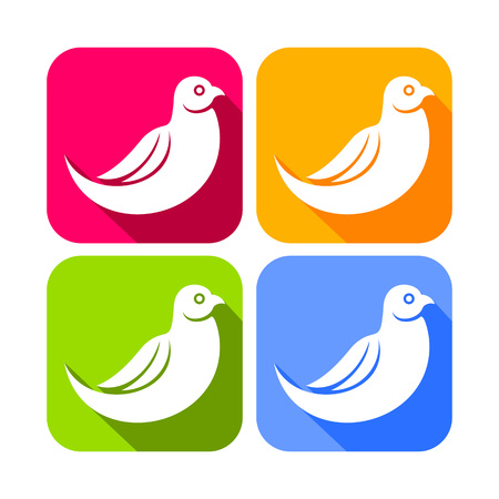 Abstract Dove Bird Color Rounded Square Icons Vector Graphic Designのイラスト素材