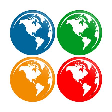 America Continent Map Globe Circle Iconsのイラスト素材