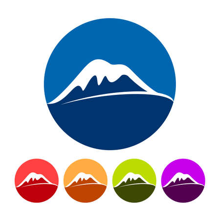 Abstract Snowy Summit Mountain Icons Vector Graphic Designのイラスト素材