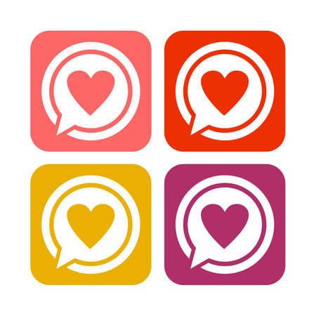 Love Talk Rounded Square Icons Vector Graphic Designのイラスト素材