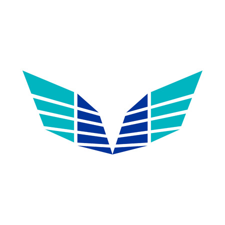 Abstract Sharp Wings Blue Colors Vector Symbol Graphic Logo Design.のイラスト素材