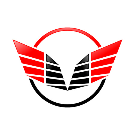 Abstract Sharp Wings Ring Red Black Colors Vector Symbol Graphic Logo Designのイラスト素材