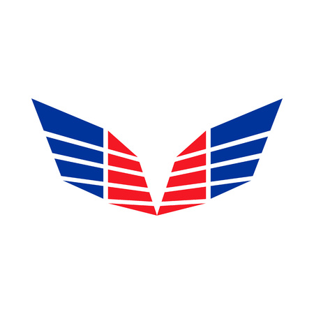 Abstract Sharp Wings Red Blue Colors Vector Symbol Graphic Logo Designのイラスト素材