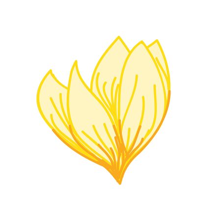 Yellow Blooming Tropical Flower Hand Drawn Vector Illustration Designのイラスト素材