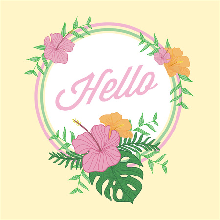 Hello Tropical Flower Greeting Floral Nature Vector Graphic Designのイラスト素材
