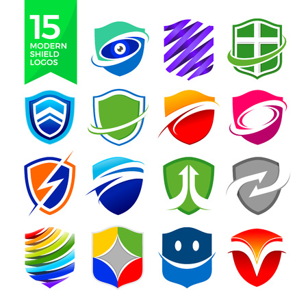 15 modern shield logo graphic designs.のイラスト素材