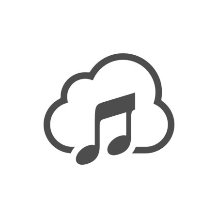 Cloud Music Simple Icon White Vector Symbol Graphic Logo Designのイラスト素材