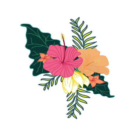 Nice Tropical Flower Foliage Composite Vectorのイラスト素材