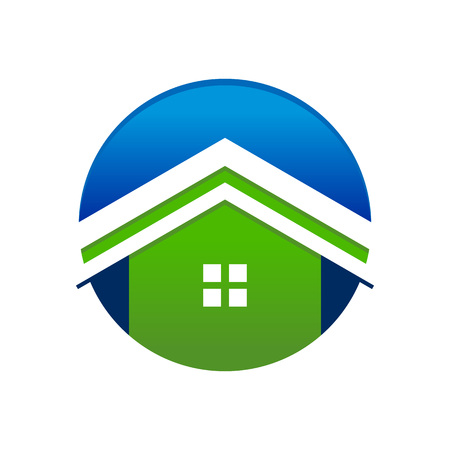Up High Residential House Circular Vector Symbol Graphic Logo Designのイラスト素材