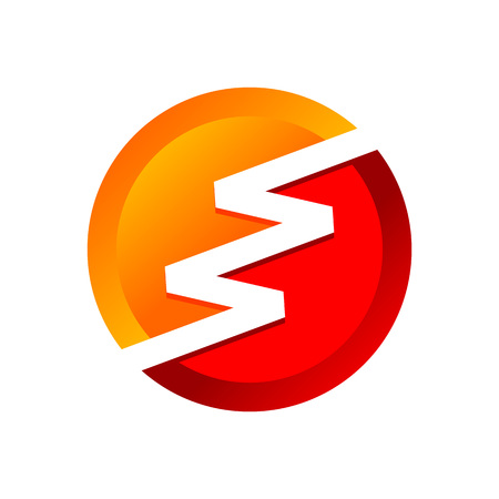Golden Red Flash Lightning Circular Vector Symbol Graphic Logo Designのイラスト素材
