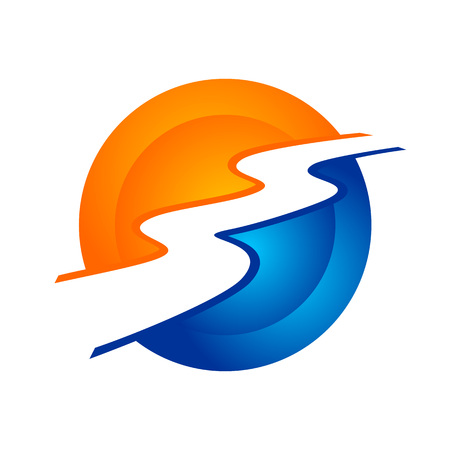 River Stream Modern Circular Symbol Vector Graphic Logo Designのイラスト素材
