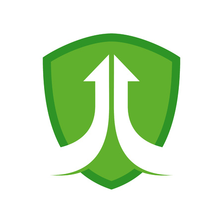 Rising team arrow modern shield vector symbol. Graphic icon design.のイラスト素材