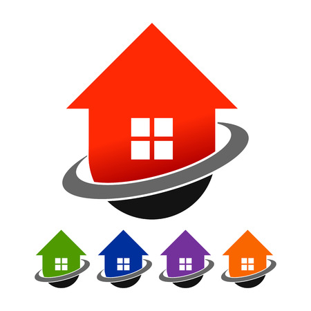 Global Real Estate House Logo Icon Template Symbol Vector Graphic Designのイラスト素材