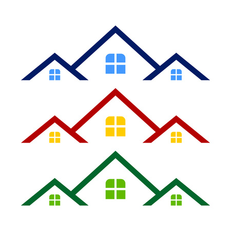 Triple Rooftop Real Estate Logo Symbol Vector Graphic Design Templateのイラスト素材