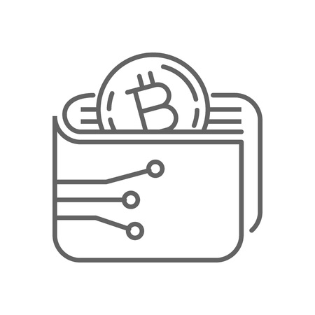 Digital Bitcoin Wallet Thin Line Vector Symbol Graphic Icon Design Templateのイラスト素材