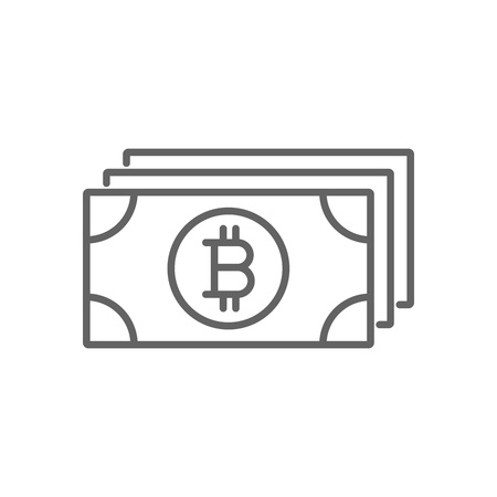 Bitcoin Paper Money Thin Line Vector Symbol Graphic Icon Design Templateのイラスト素材