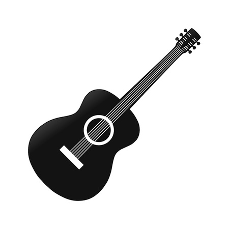 Simple Acoustic Guitar Silhouette Vector Symbol Graphic Logo Designのイラスト素材
