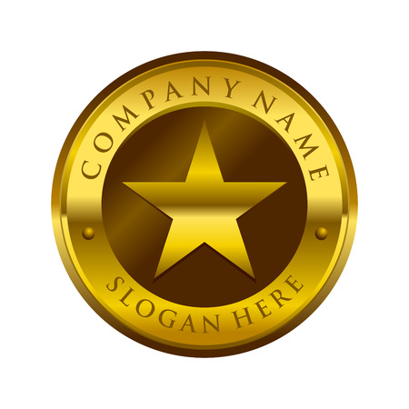 Golden Circular Star Emblem Vector Symbol Graphic Logo Design Templateのイラスト素材