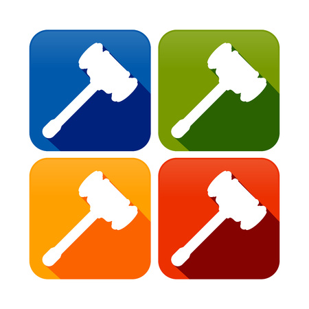 Wood Hammer Silhouette Round Square Vector Symbol Graphic Icon Set Designのイラスト素材