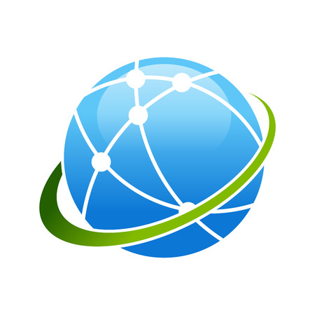 Worldwide Broadband Satellite Swoosh Vector Symbol Graphic Logo Designのイラスト素材