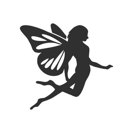 Flying Fairy Silhouette Vector Character Graphic Logo Designのイラスト素材