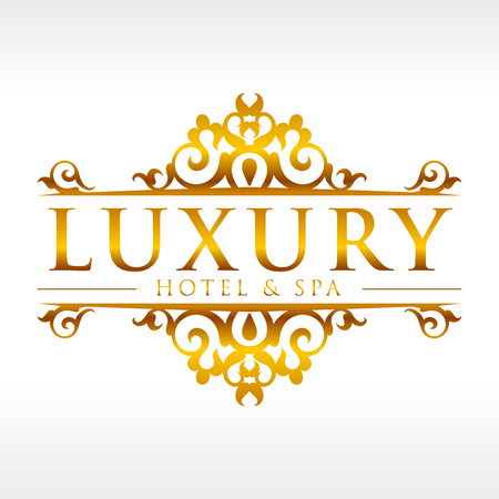 Golden Decorative Ornament Vector Graphic Logo Design Templateのイラスト素材