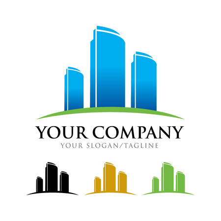 Commercial Apartment Building Company Vector Symbol Graphic Logo Designのイラスト素材