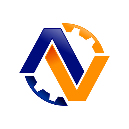 AV Initials Lettermark Engineering Gear Vector Symbol Graphic Logo Designのイラスト素材