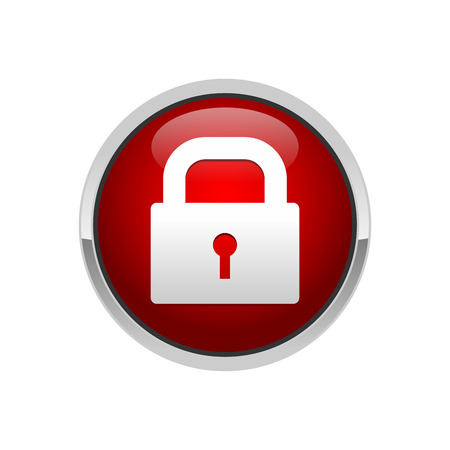 3D Padlock Red Button Security Locked Vector Symbol Graphic Logo Designのイラスト素材