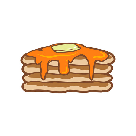 Monster Pancakes Stacked with Butter and Syrup Vector Symbol Graphic Logo Designのイラスト素材
