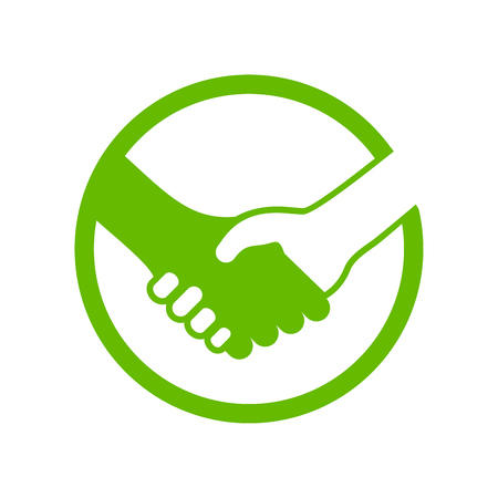 Handshake Circle Green Icon Vector Symbol Graphic Logo Design Templateのイラスト素材