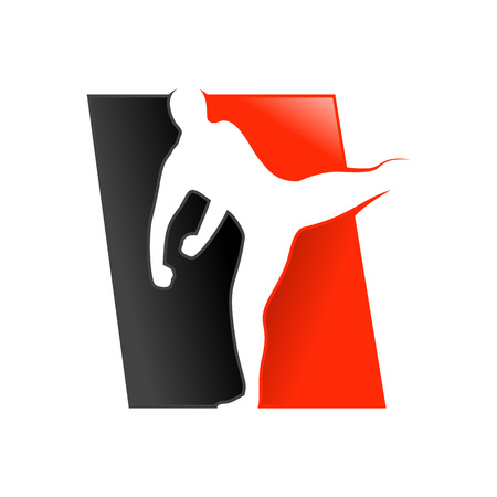 Mix Martial Art Fighter Kick Symbol Designのイラスト素材