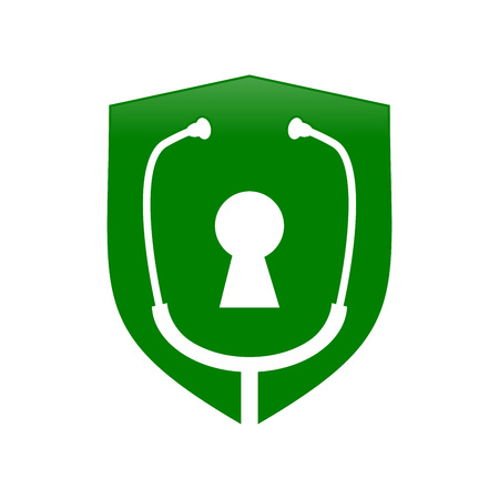 Lock Doctor Protection Shield Vector Symbol Graphic Logo Design Template Greenのイラスト素材