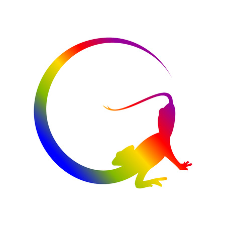 Reptile Crescent Tail Rainbow Letter G Initial Vector Symbol Graphicのイラスト素材